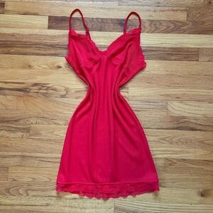Red Ribbed Bodycon Mini Dress Size M Y2k Preppy Valentine's Day Going Out